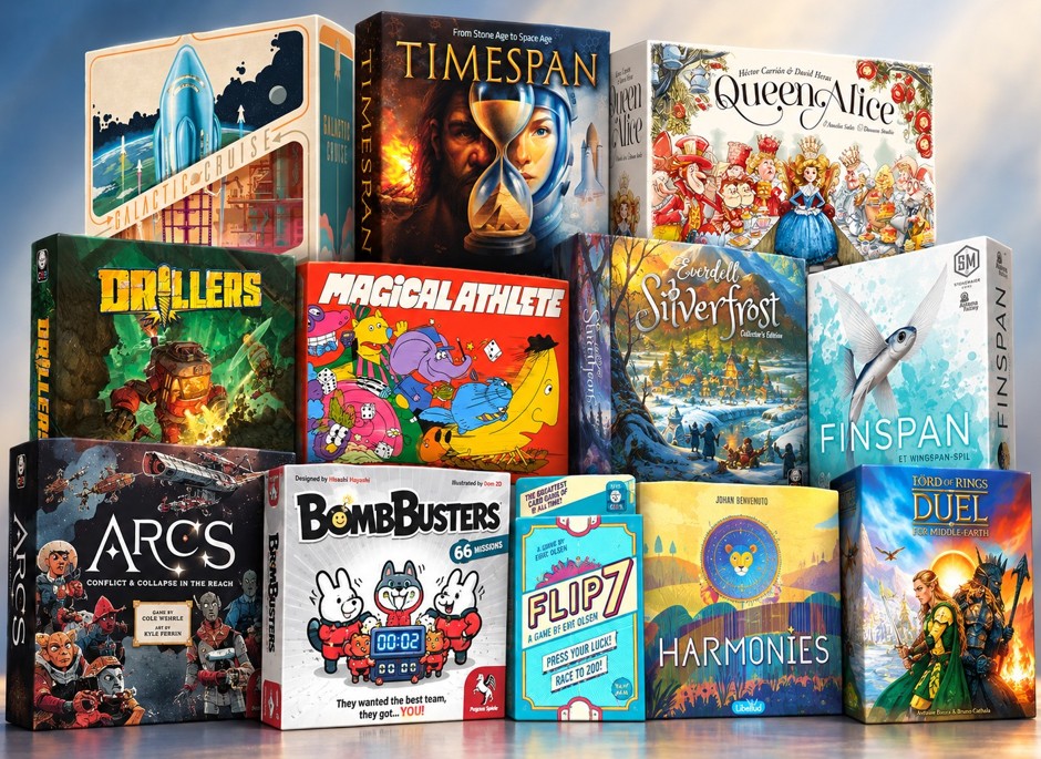 Mange forskellige brætspil samlet i et brætspilsbibliotek