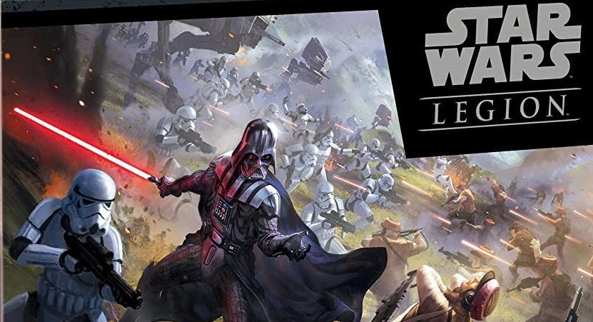 Star Wars Legion-miniaturer og terræn opstillet på et spillebord